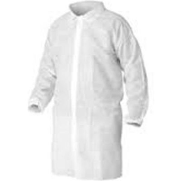 Keystone Safety Polypropylene Lab Coat No Pockets Elastic Wrists Touch Fastener Closure Single Collar M 30/Case LC0-WE-NW-VELCRO-MD